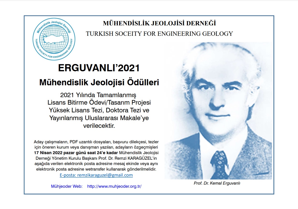 Erguvanlı&apos&#59;2021 Mühendislik Jeolojisi Ödülleri Başvuruları Başladı